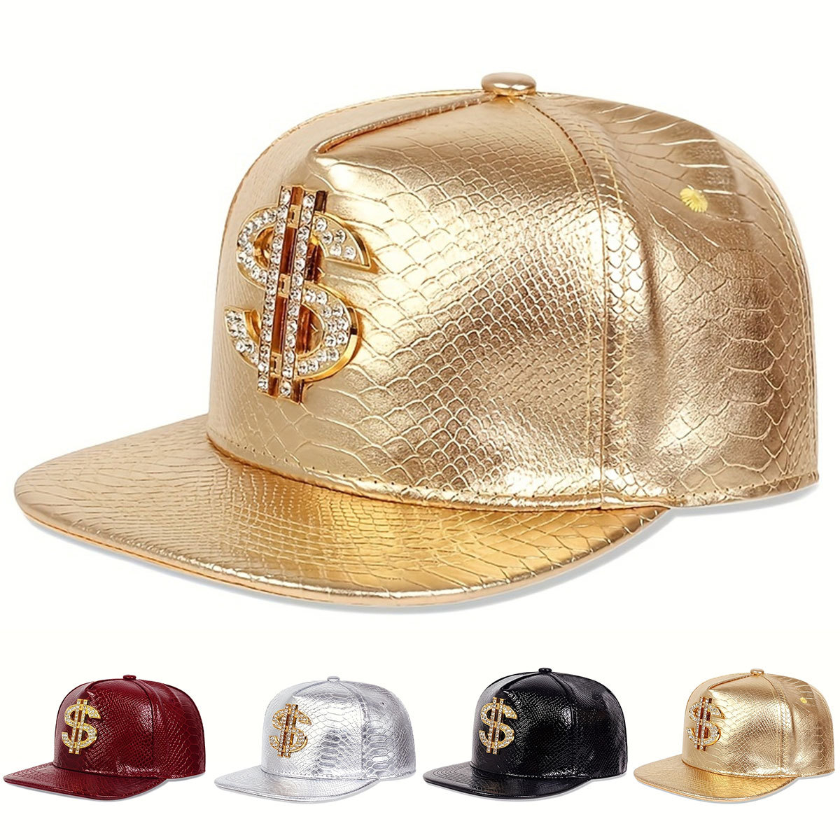 Snapback Hat Flat - Gorra de béisbol de cuero con