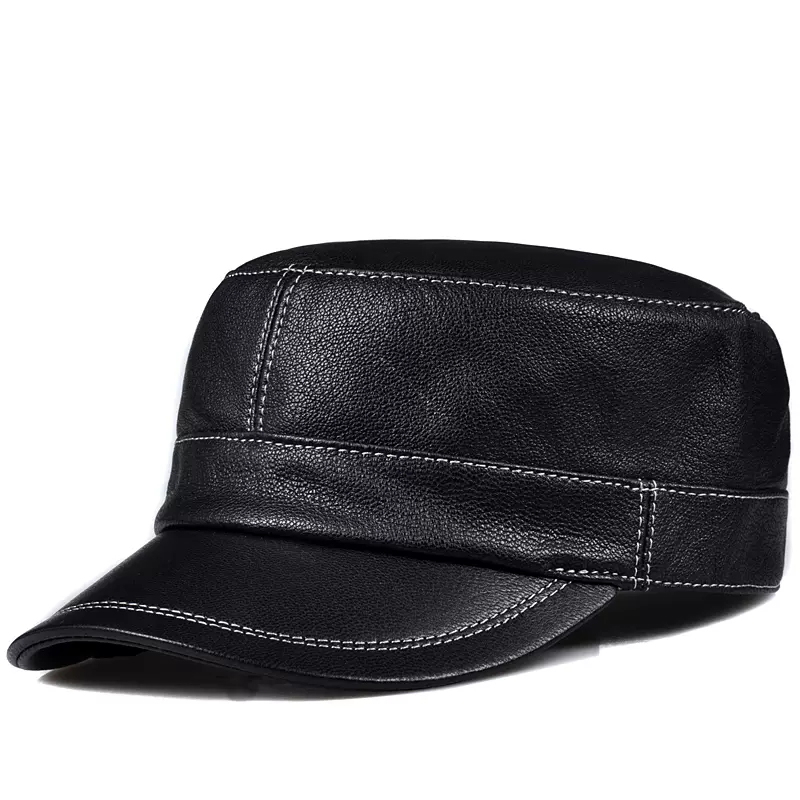 Baseball Cap Structured - Sombrero de copa plano de cuero