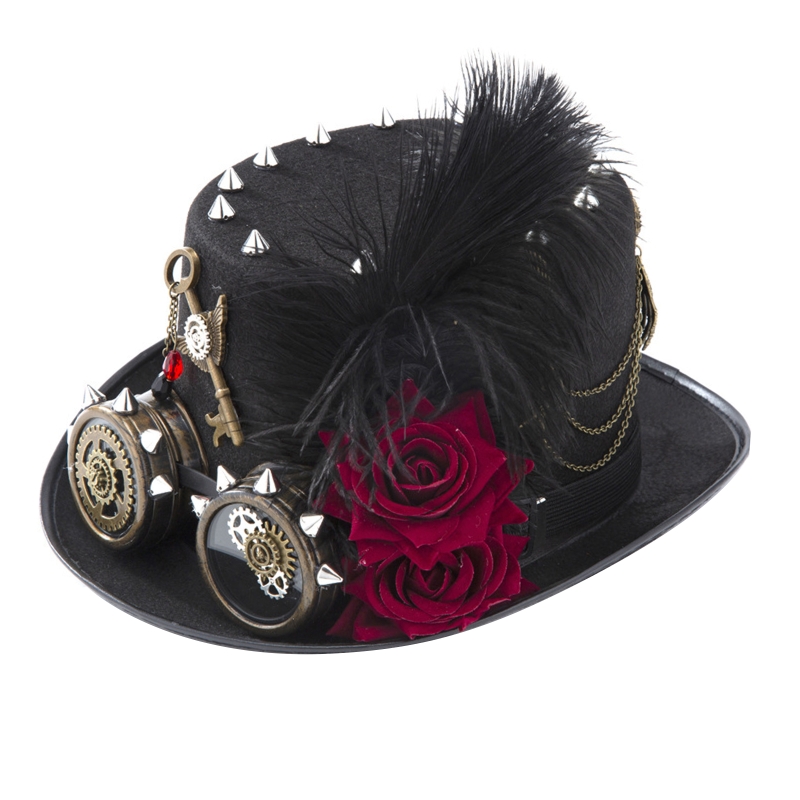 Y166 Sombrero Steampunk Vintag - Fedora Hat Wool reseña y precio