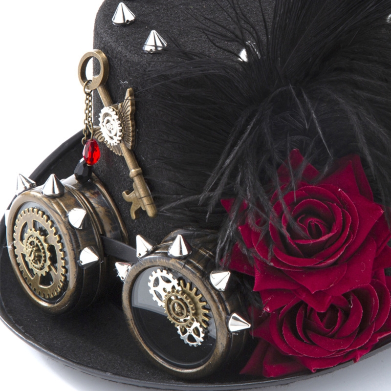 Y166 Sombrero Steampunk Vintag - Fedora Hat Wool reseña y precio
