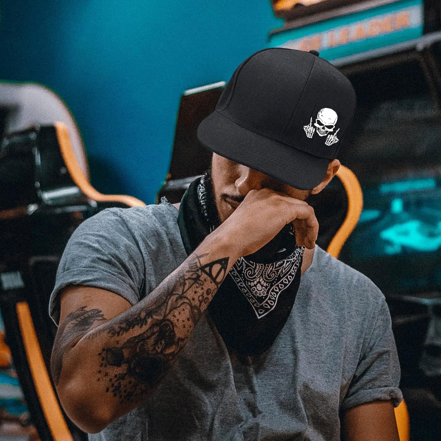 Skull Middle Finger Snapback S - Snapback Hat Flat reseña y precio